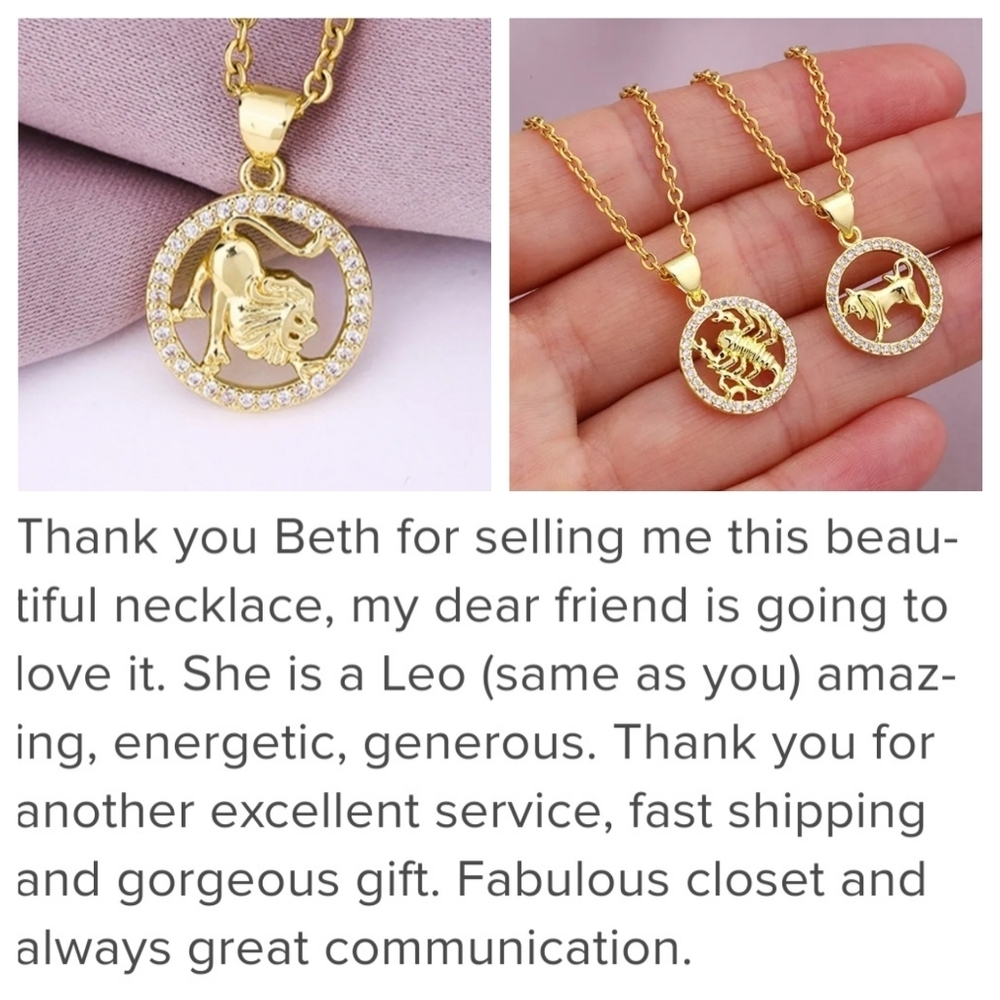 SEE MY NEW LISTING Aries Zodiac Necklace Zircon Gold Plated Stainless Steel - Picture 13 of 16